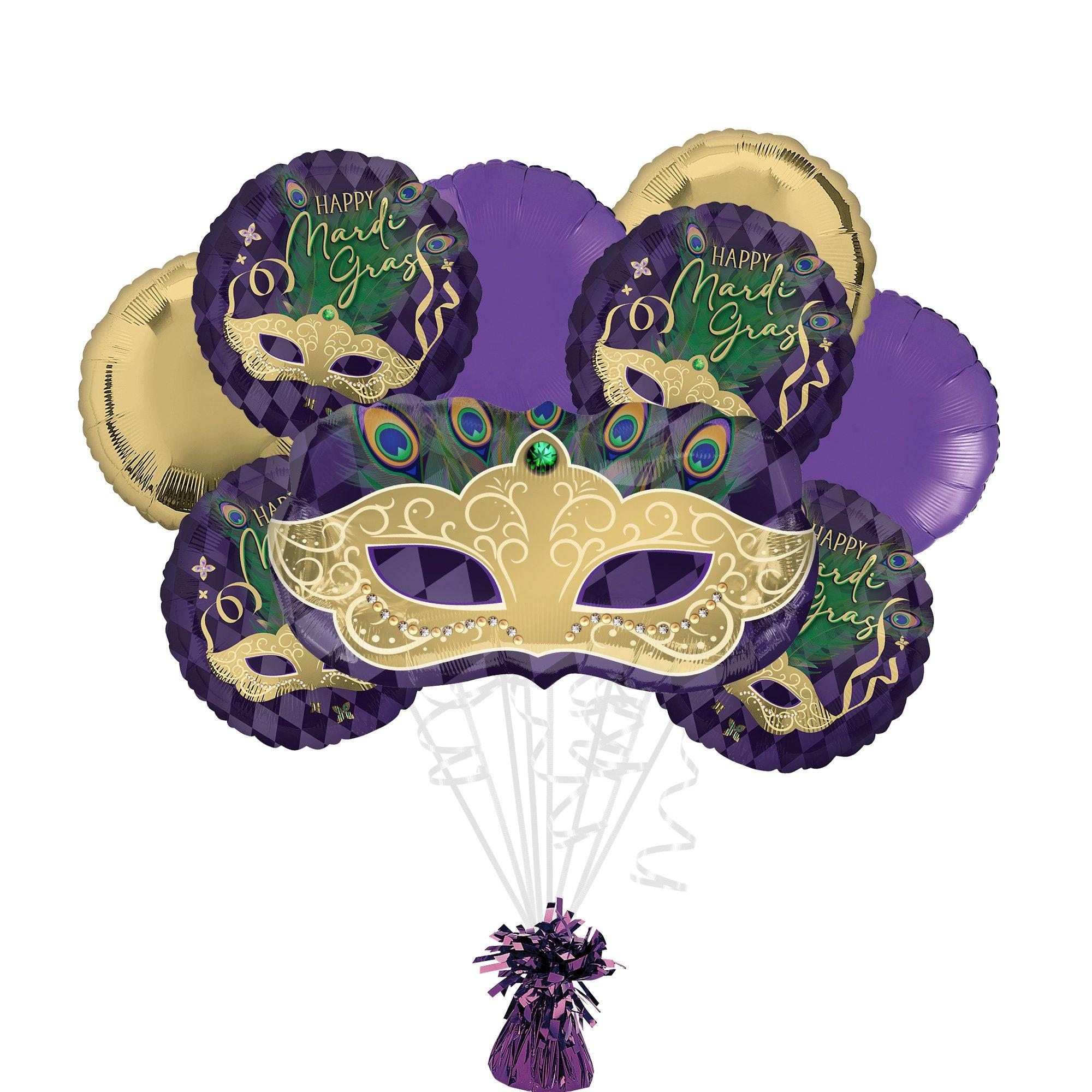 Masquerade Mask Mardi Gras Foil Balloon Bouquet